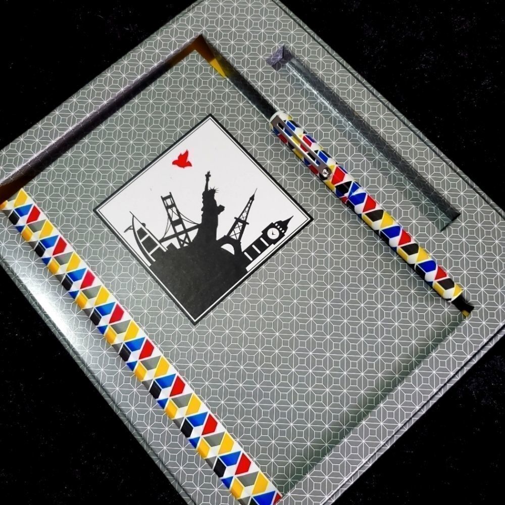 Divoga Journal and Pen Set Gray‎ Geometric Global Landmark Silhouette 96 Sheets